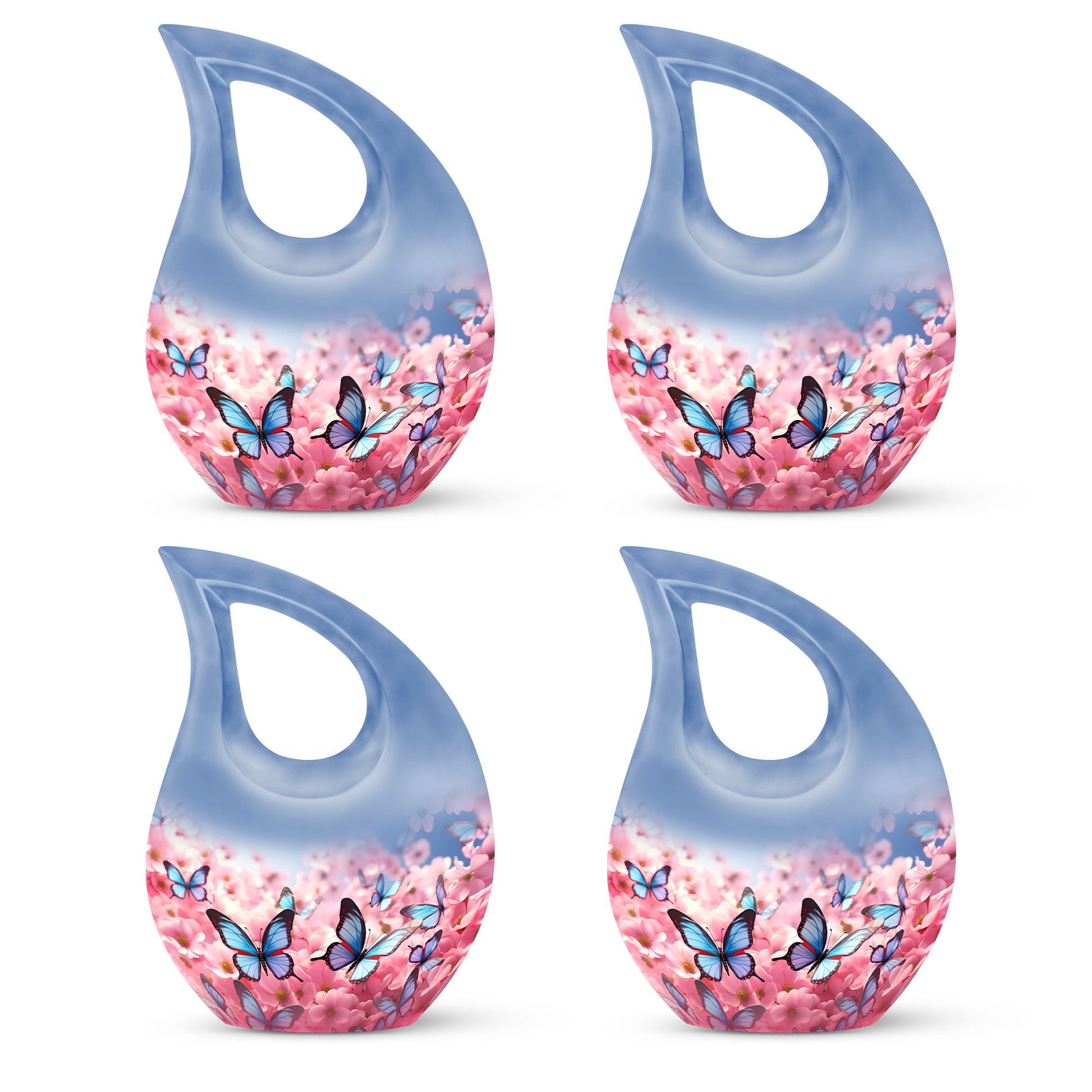 Blue Butterfly Meadow- Butterfly Urn Teardrop Shape Urn For Ashes