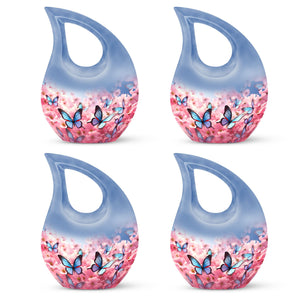 Blue Butterfly Meadow- Butterfly Urn Teardrop Shape Urn For Ashes