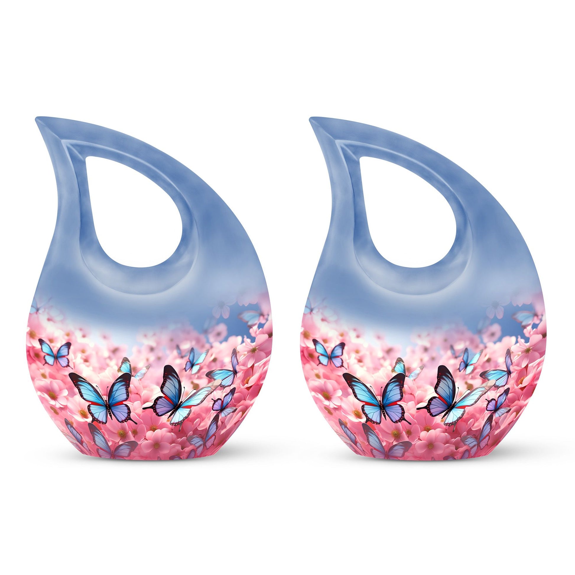 Blue Butterfly Meadow- Butterfly Urn Teardrop Shape Urn For Ashes