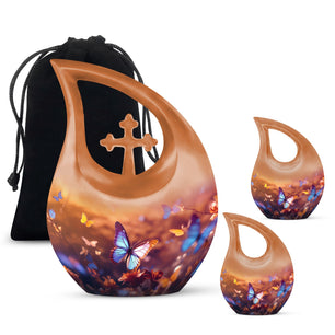 Teardrop Shape Butterfly Urn Large Urn With 2 Keepsake Urn