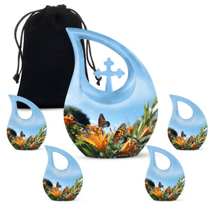 Teardrop Shape Butterfly Urn Large Urn With 4 Keepsake Urn