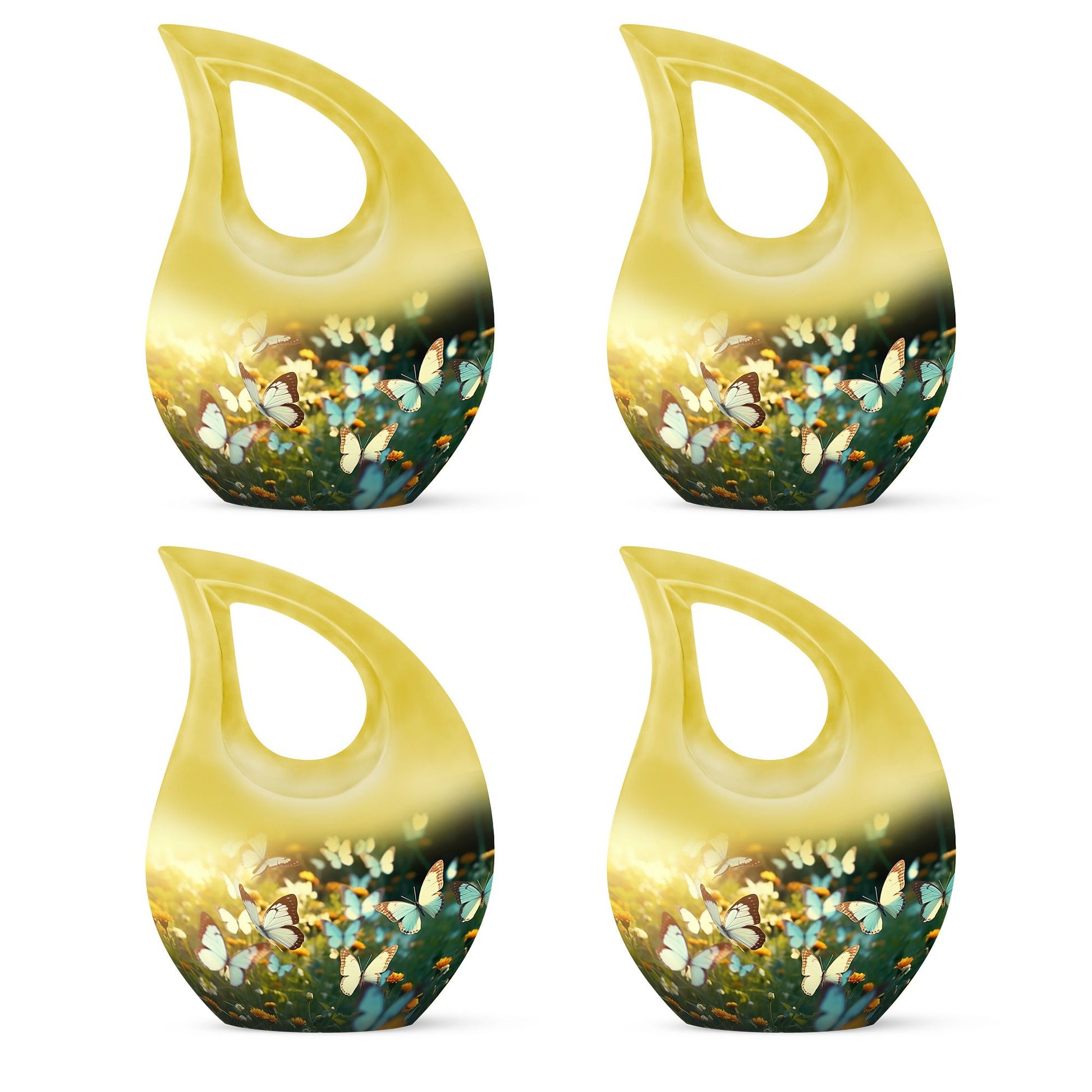Butterflies Fly In A Meadow Large Teardrop Urn For Ashes