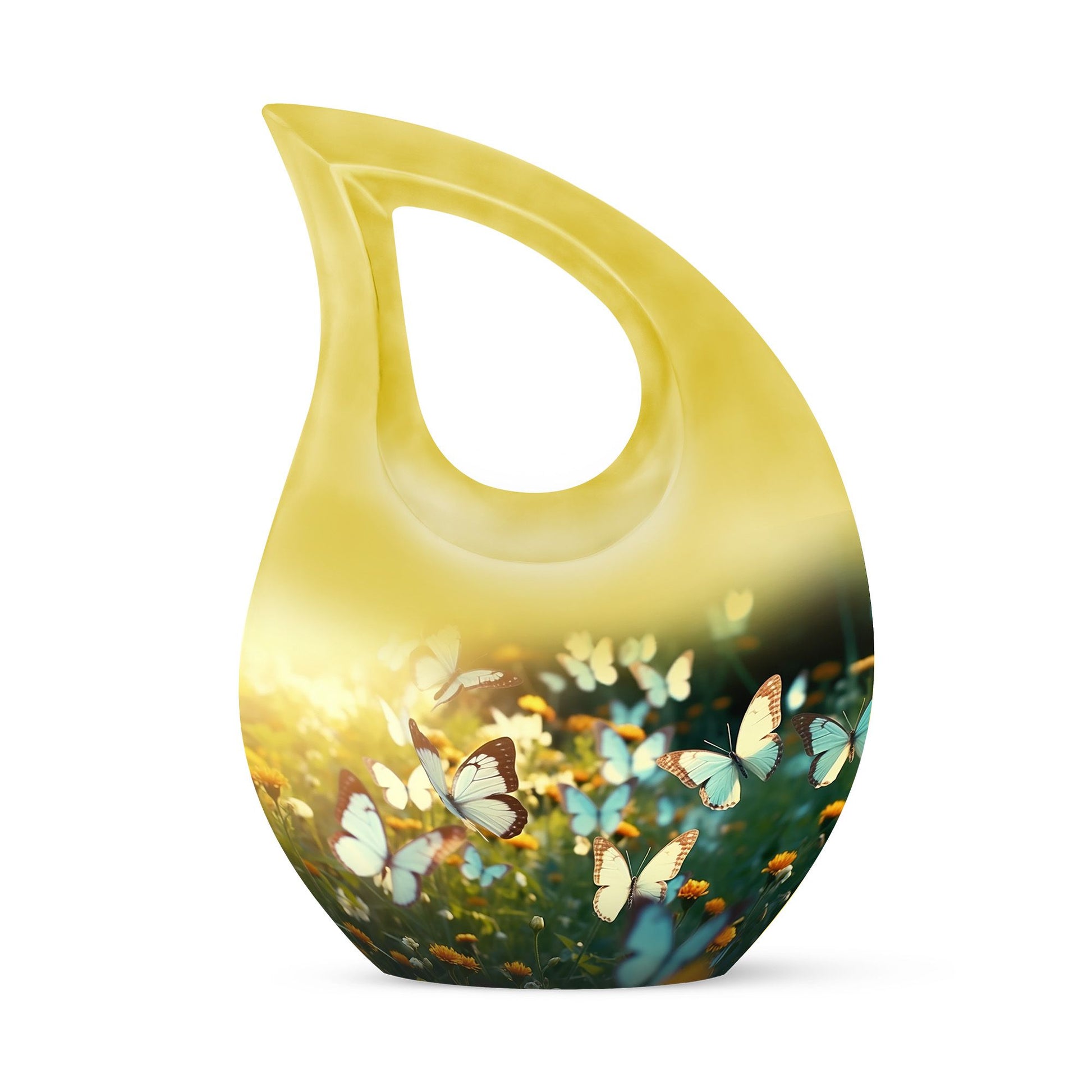 Butterflies Fly In A Meadow Large Teardrop Urn For Ashes