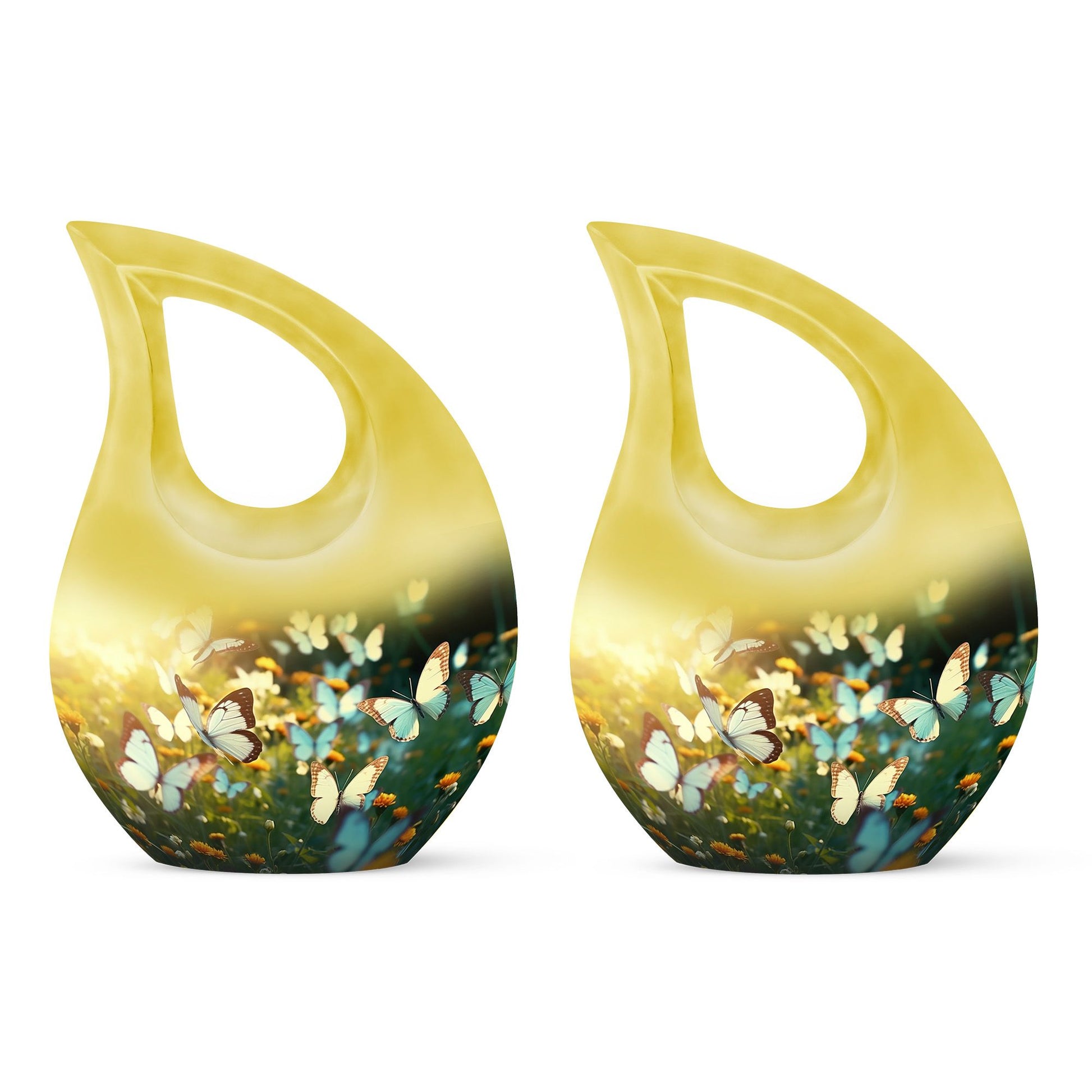 Butterflies Fly In A Meadow Large Teardrop Urn For Ashes