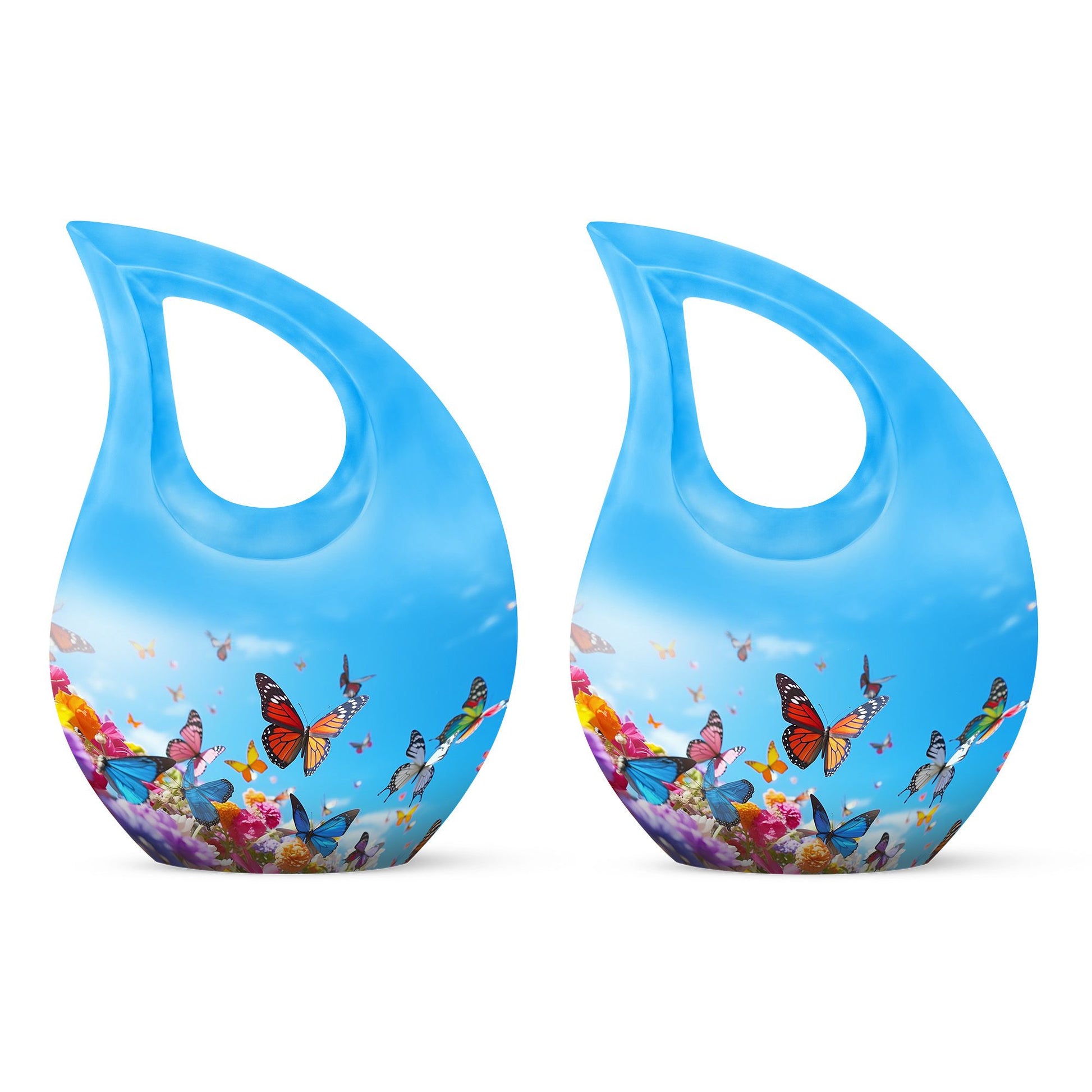 Blue Butterlies- Butterfly Urn Teardrop Cremation Urn