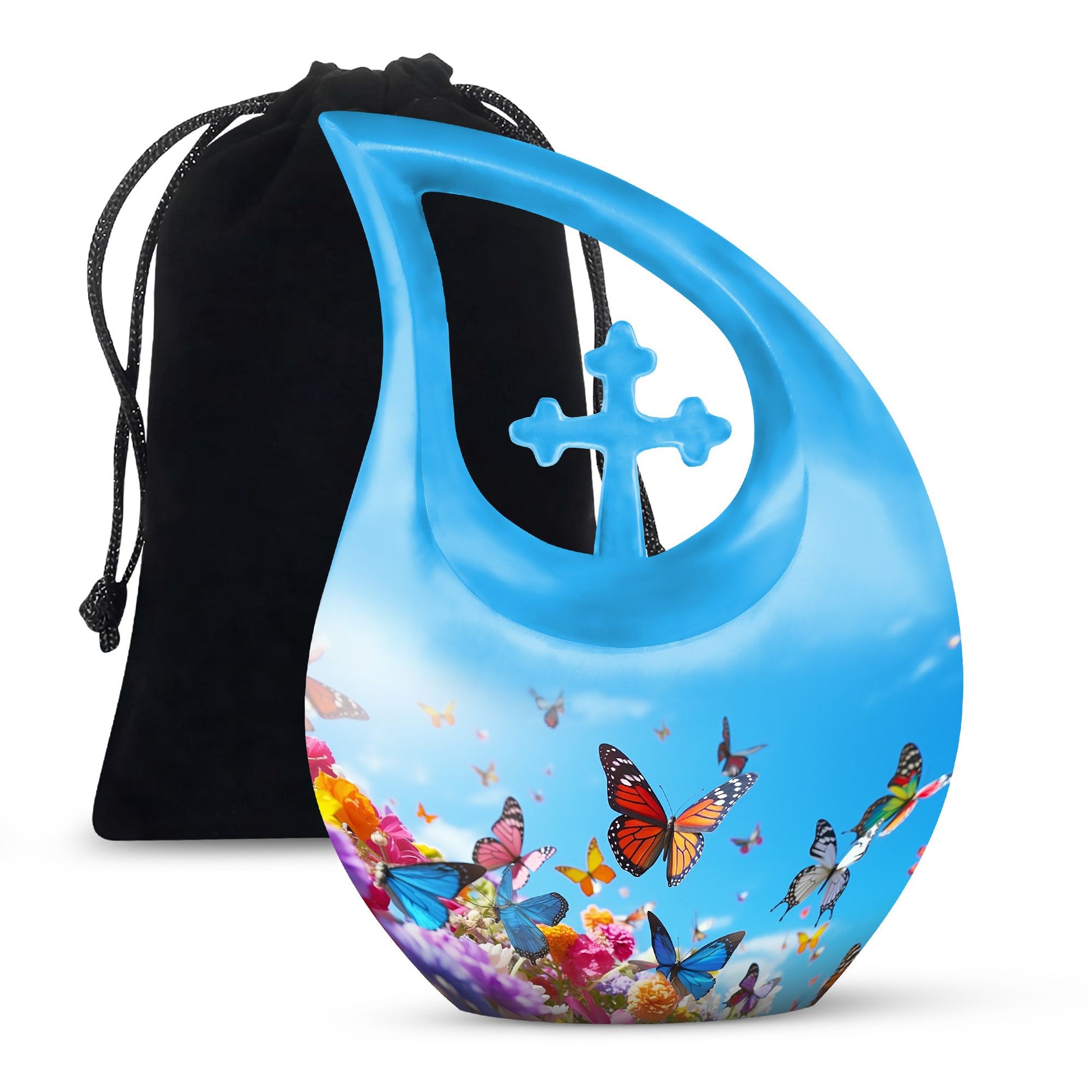 Blue Butterlies- Butterfly Urn Teardrop Cremation Urn