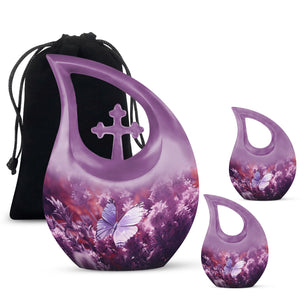 Teardrop Shape Butterfly Urn Large Urn With 2 Keepsake Urn