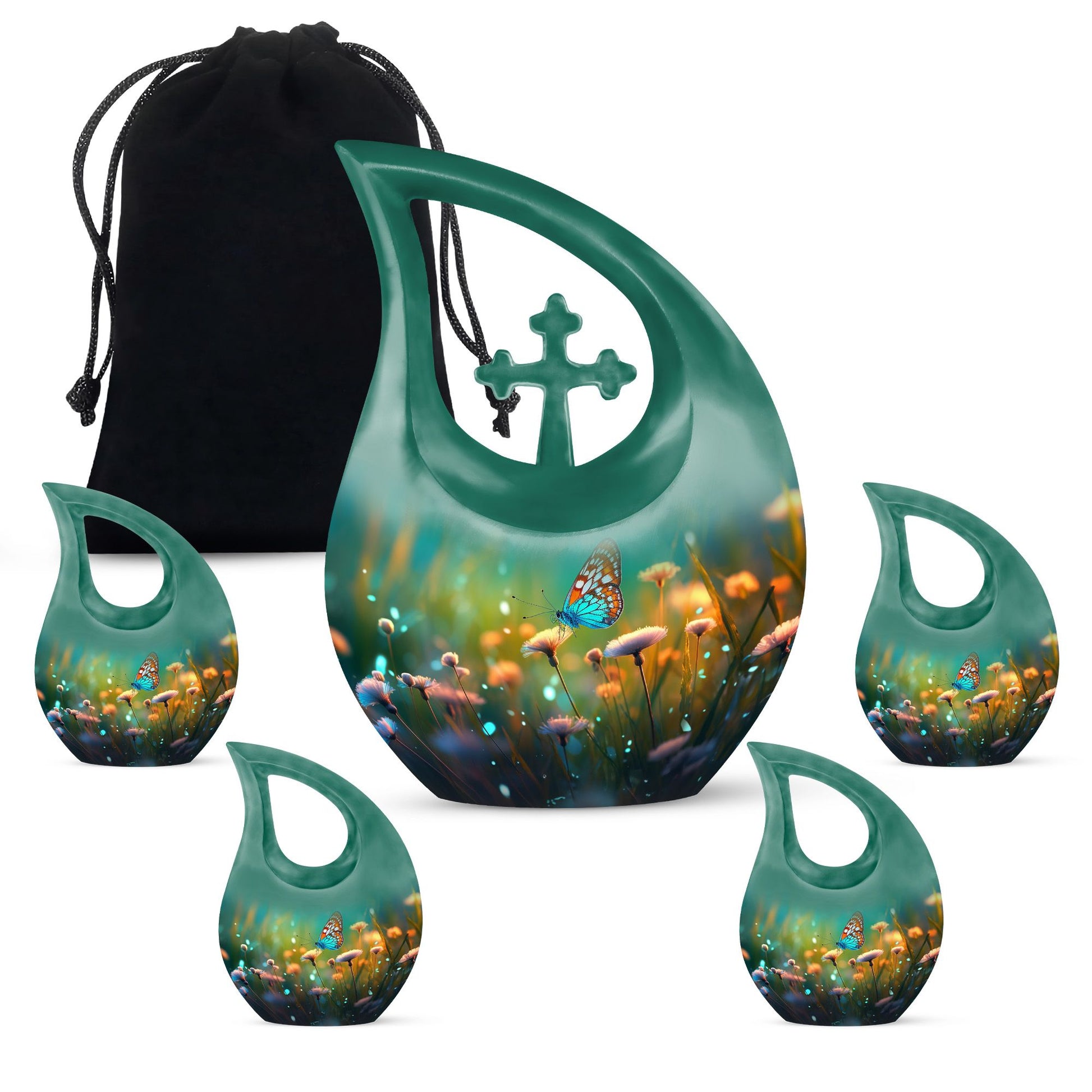 Teardrop Shape Butterfly Urn Large Urn With 4 Keepsake Urn