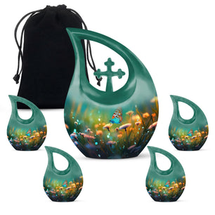 Teardrop Shape Butterfly Urn Large Urn With 4 Keepsake Urn