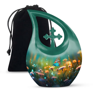 Teardrop Shape Butterfly Urn Large 10 Inch