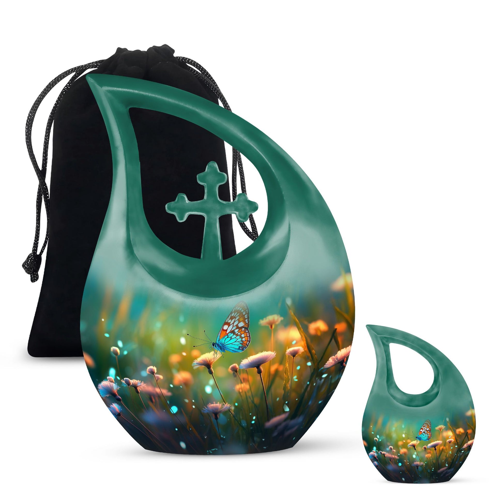 Teardrop Shape Butterfly Urn Large Urn With 1 Keepsake Urn