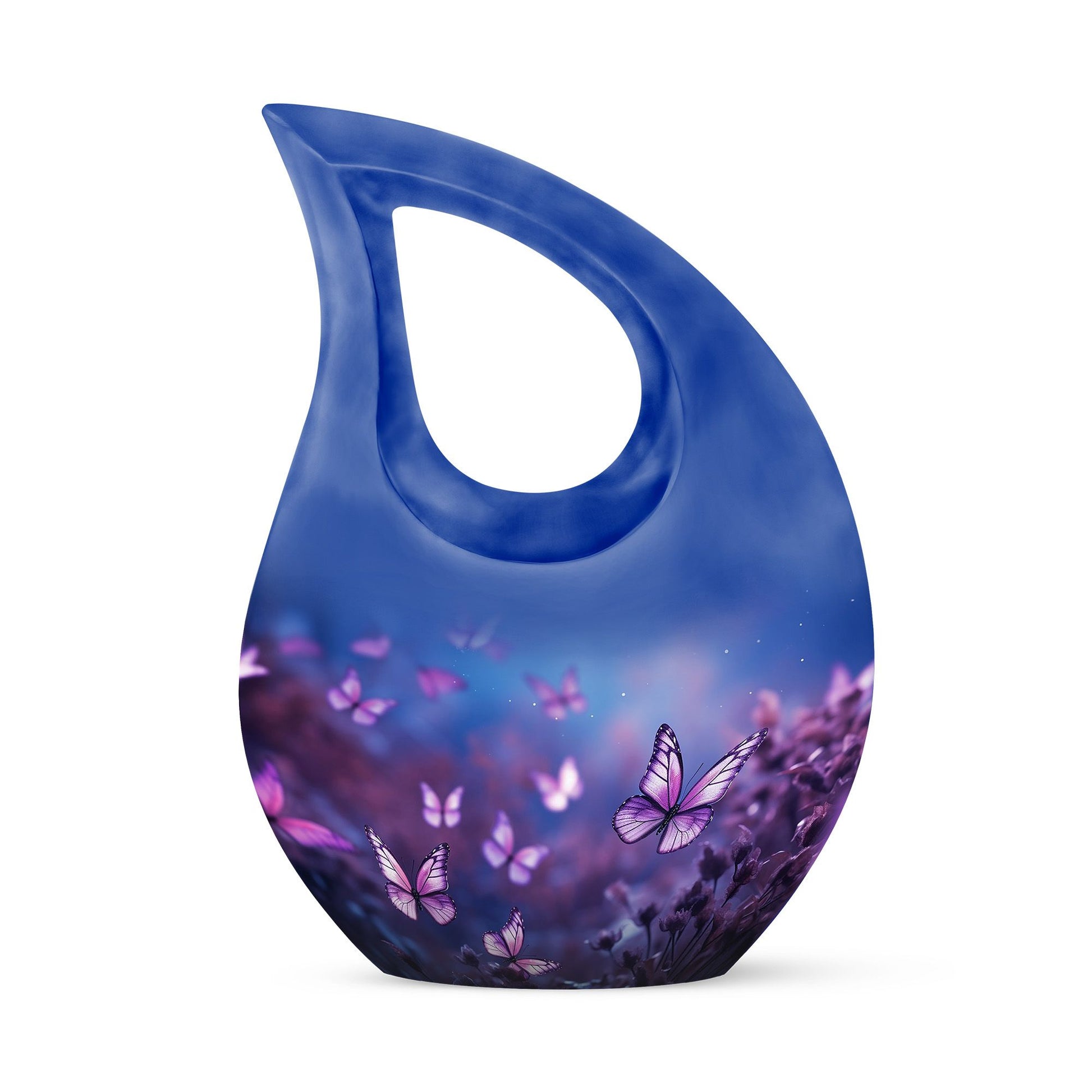 Magical Glowing Butterfly Fantasy Teardrop Cremation Urn For Ashes