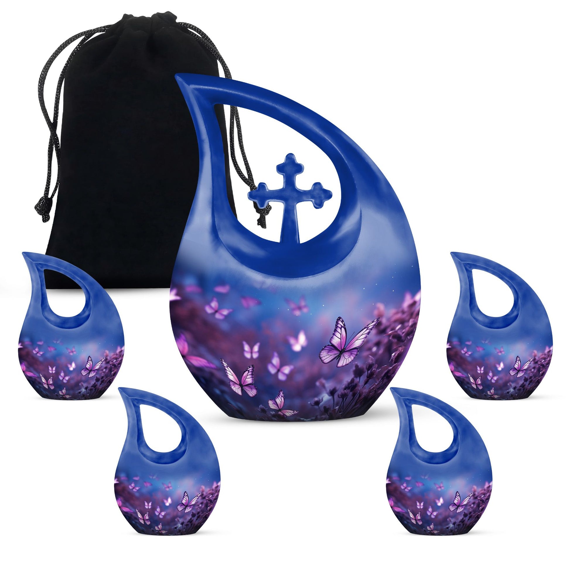 Magical Glowing Butterfly Fantasy Teardrop Cremation Urn For Ashes