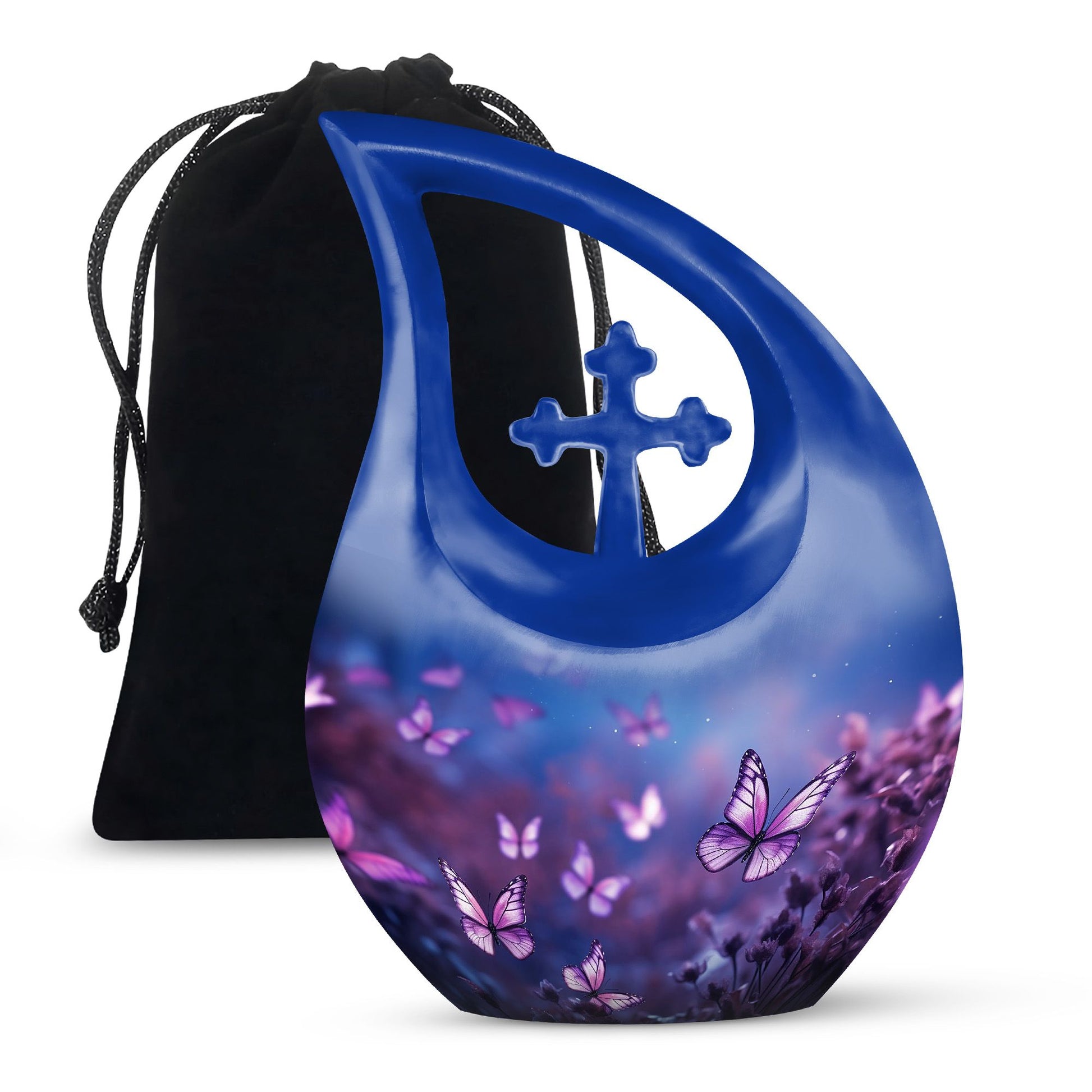 Magical Glowing Butterfly Fantasy Teardrop Cremation Urn For Ashes