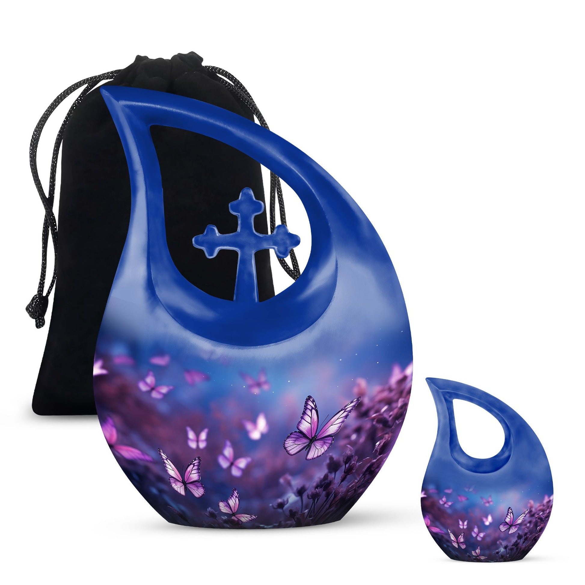 Magical Glowing Butterfly Fantasy Teardrop Cremation Urn For Ashes