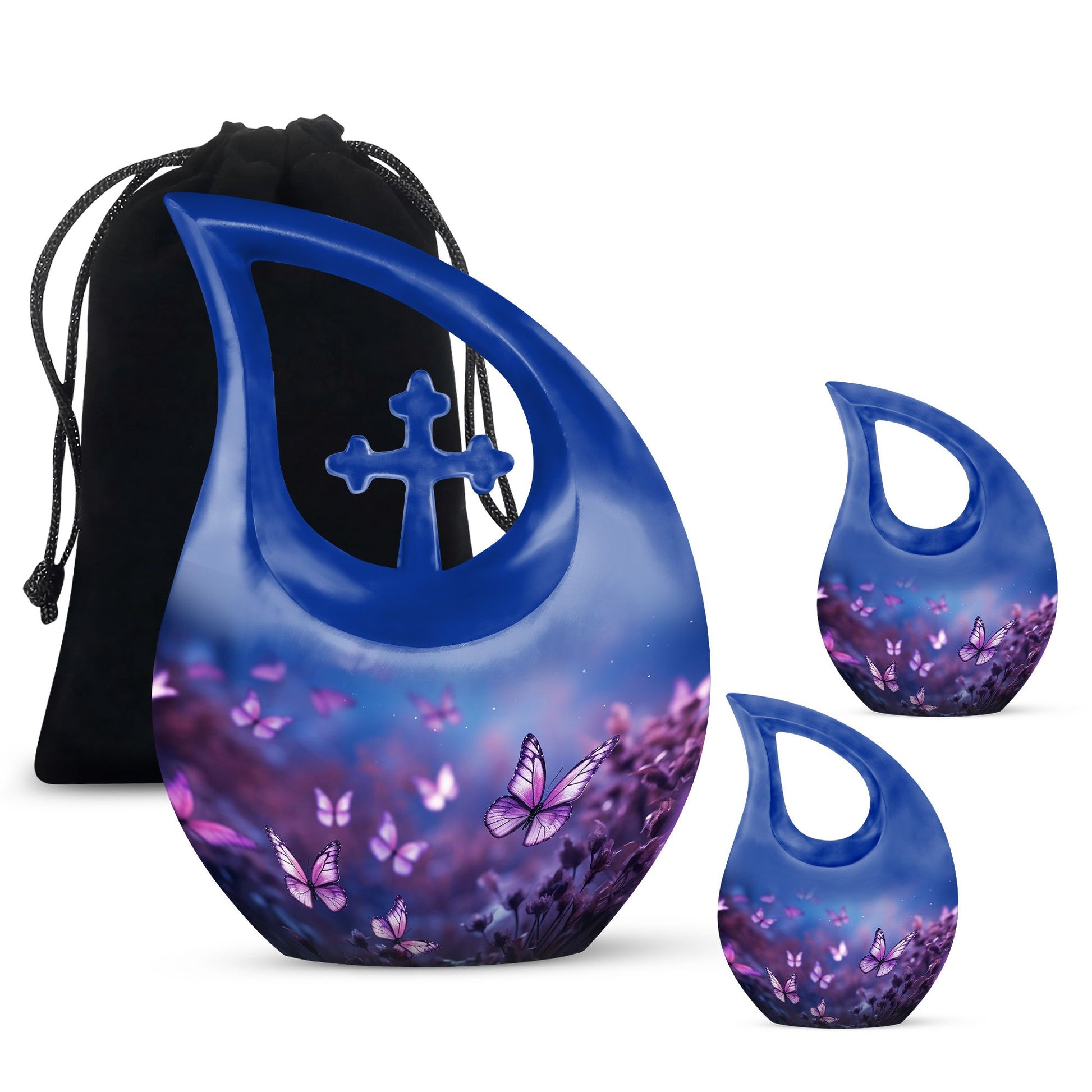 Magical Glowing Butterfly Fantasy Teardrop Cremation Urn For Ashes