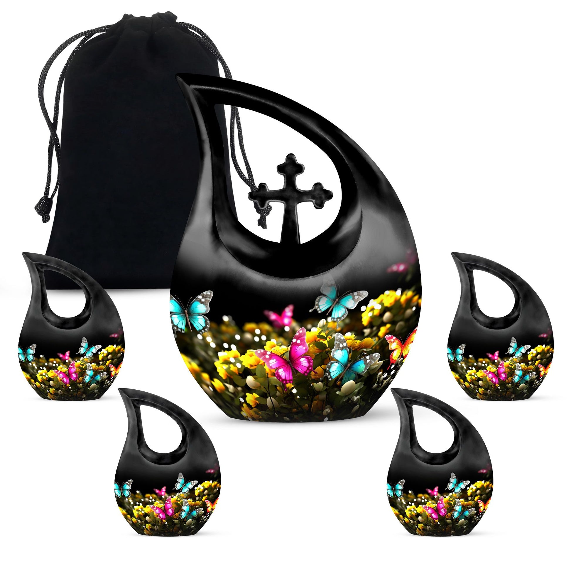 Magical Glowing Butterfly Fantasy Large Teardrop Urn For Ashes