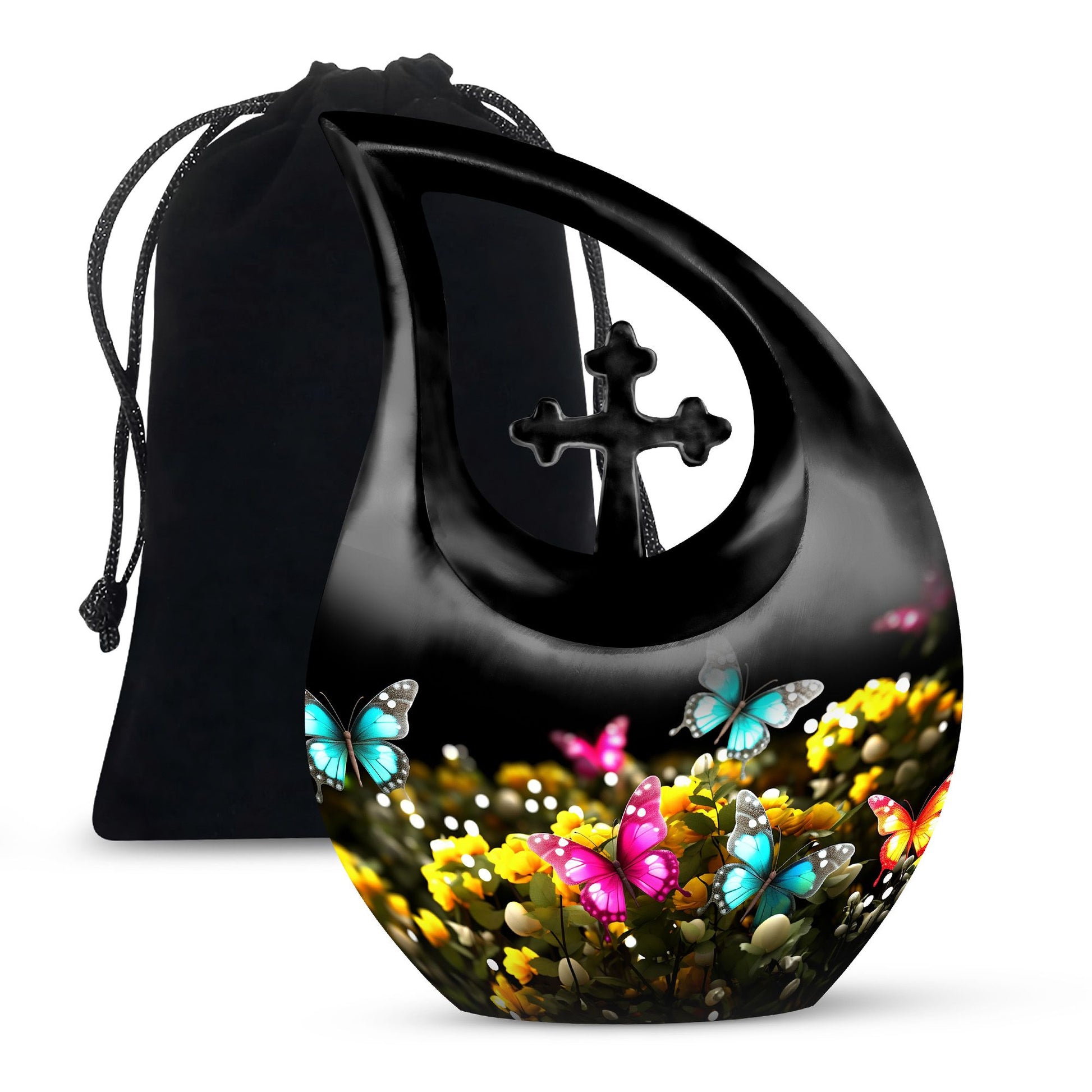 Magical Glowing Butterfly Fantasy Large Teardrop Urn For Ashes
