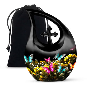 Magical Glowing Butterfly Fantasy Large Teardrop Urn For Ashes
