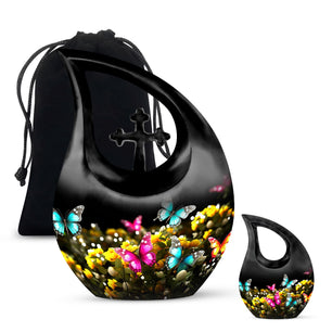 Magical Glowing Butterfly Fantasy Large Teardrop Urn For Ashes