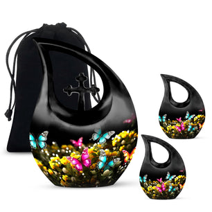 Magical Glowing Butterfly Fantasy Large Teardrop Urn For Ashes