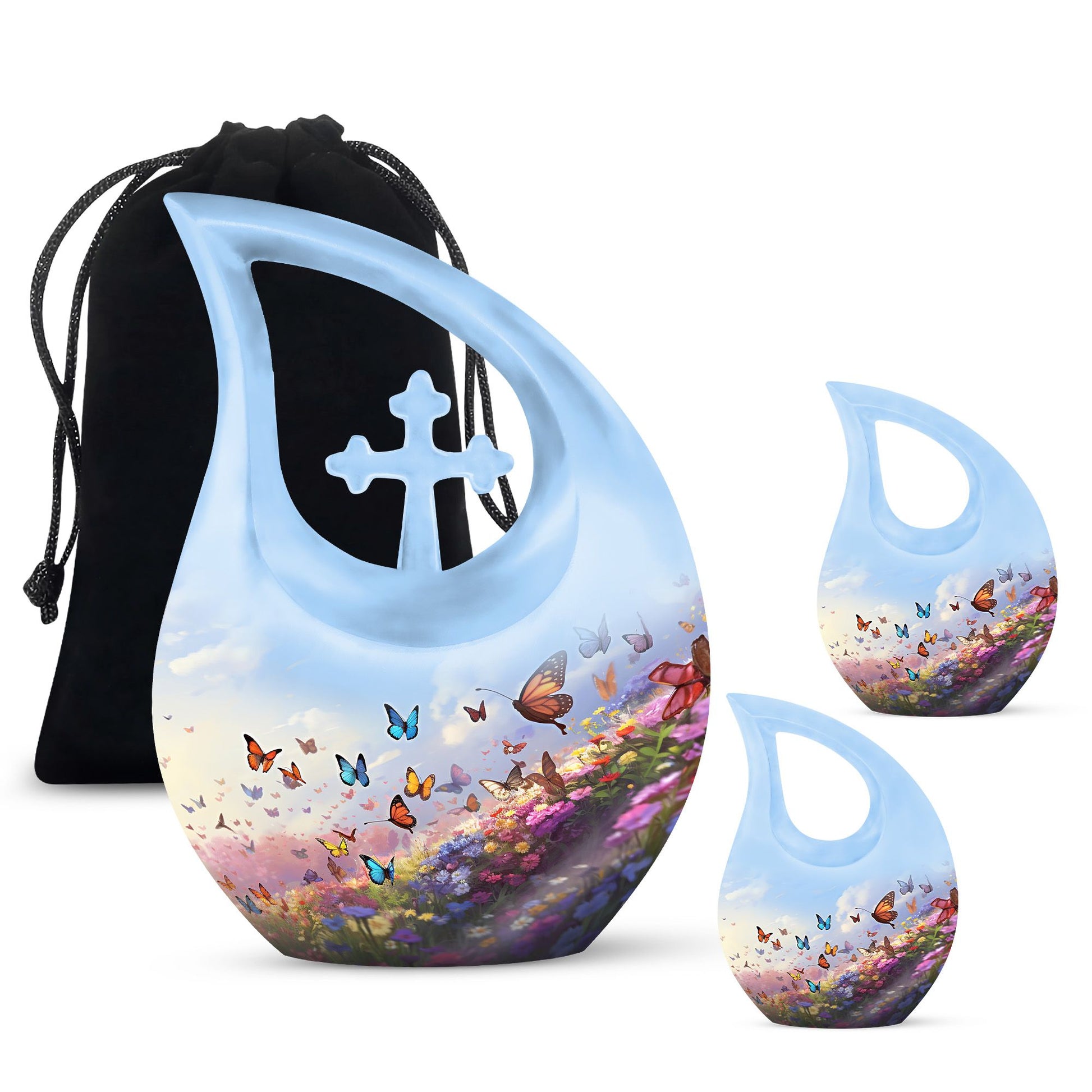 Teardrop Shape Butterfly Urn Large Urn With 2 Keepsake Urn