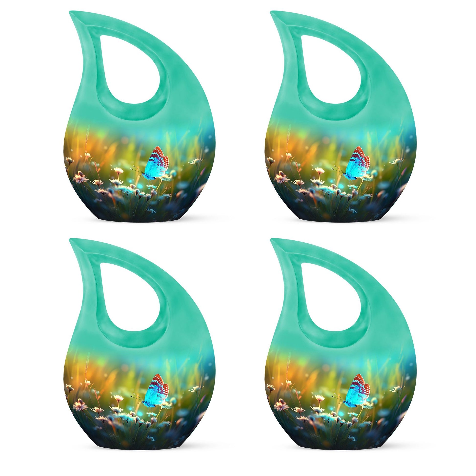 Butterflies Fly Sunset Meadow Teardrop Shaped Urns For Ashes