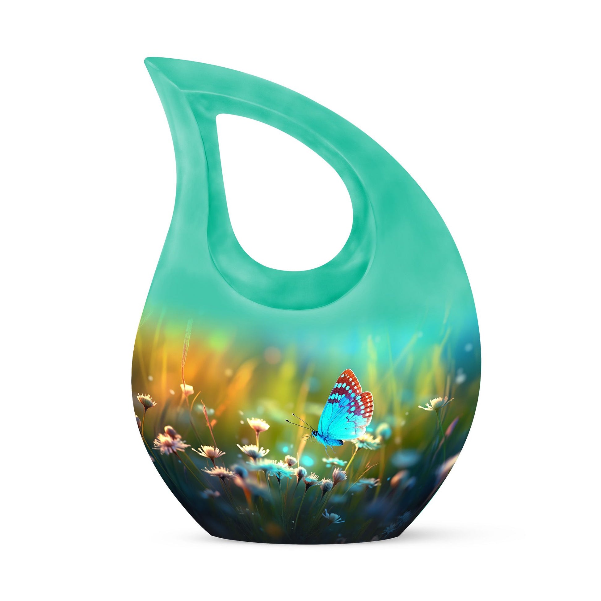 Butterflies Fly Sunset Meadow Teardrop Shaped Urns For Ashes