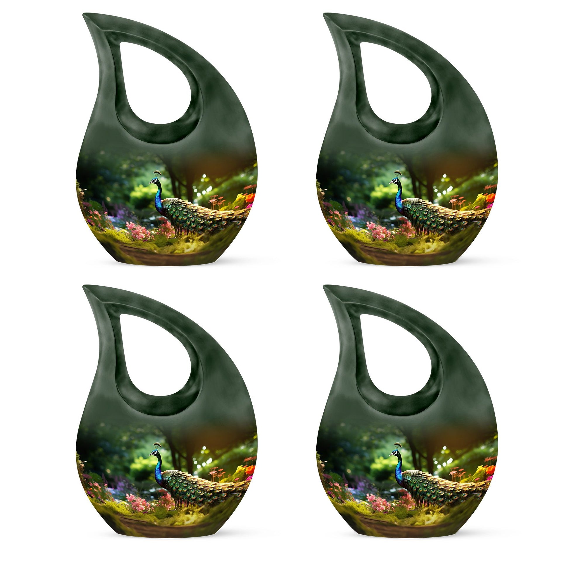 Colorfull Peacock Garden - Peacock Urn Teardrop Shaped Urns For Ashes