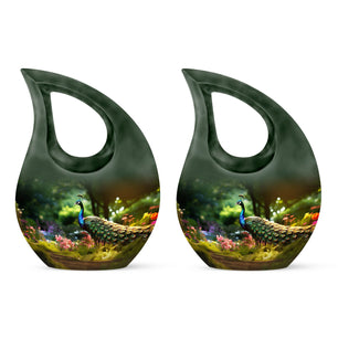 Colorfull Peacock Garden - Peacock Urn Teardrop Shaped Urns For Ashes