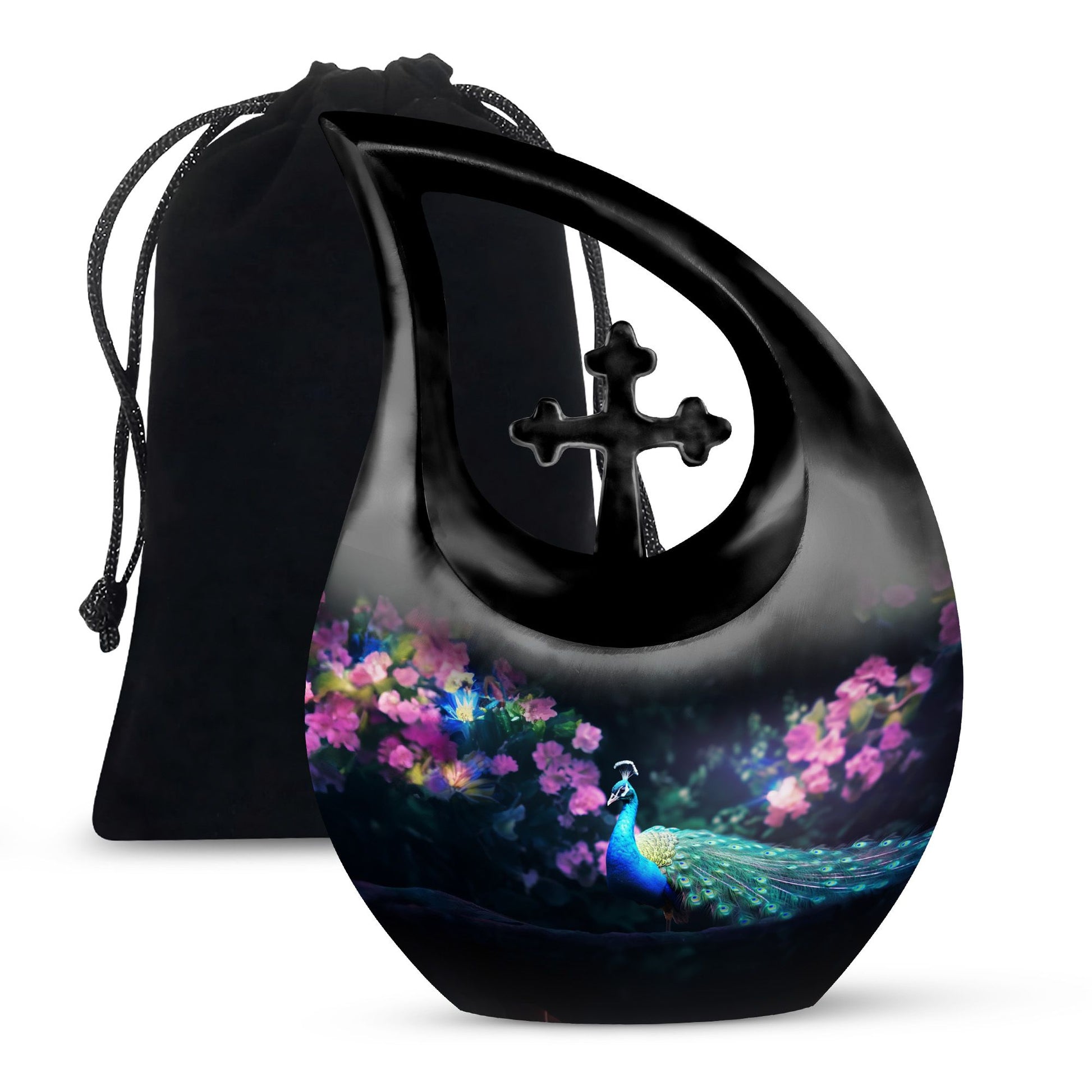 Teardrop Shape Peacock Urn Large 10 Inch