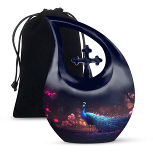 Teardrop Shape Peacock Urn Large 10 Inch