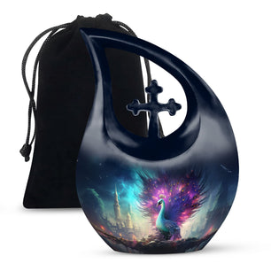 Teardrop Shape Peacock Urn Large 10 Inch