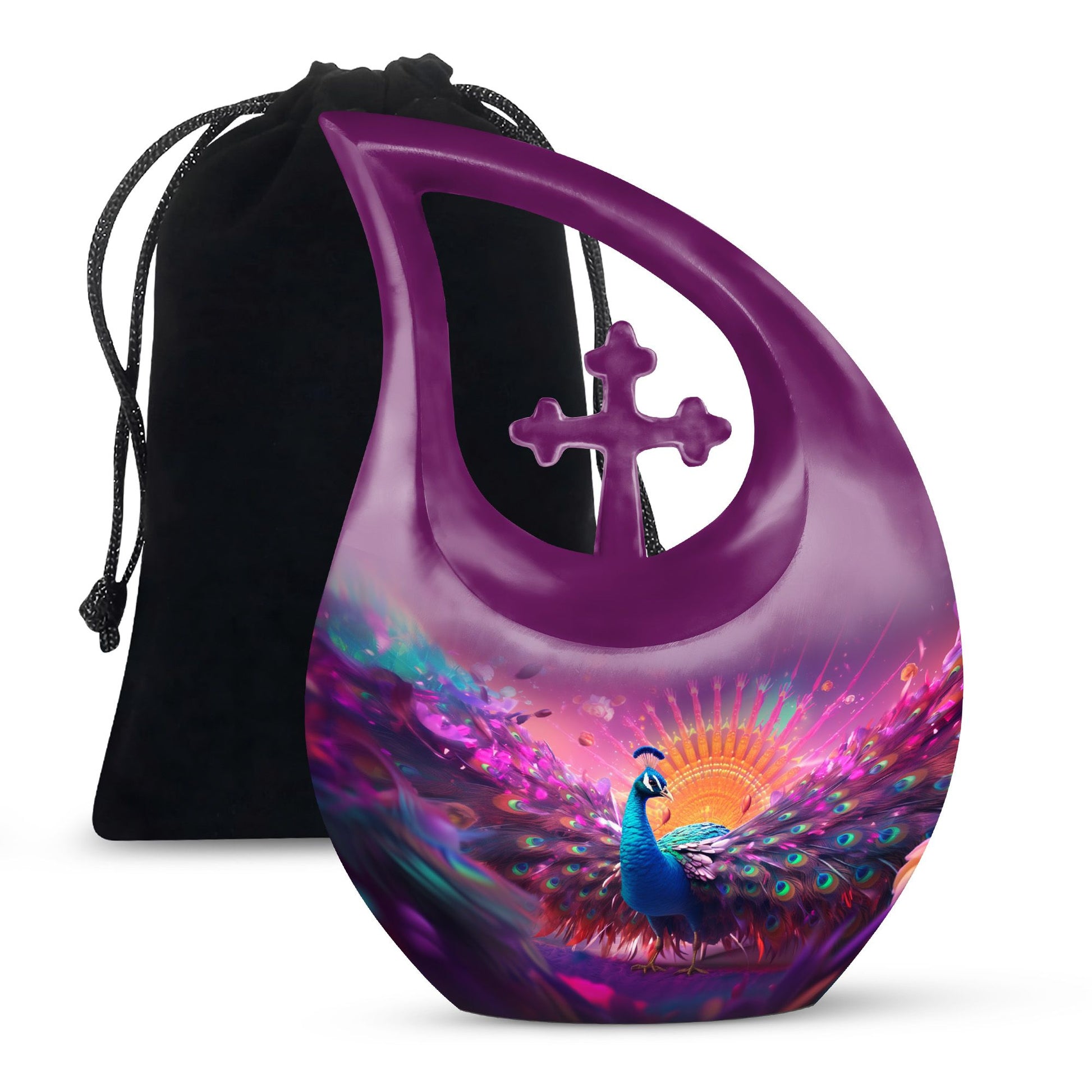 Teardrop Shape Peacock Urn Large 10 Inch
