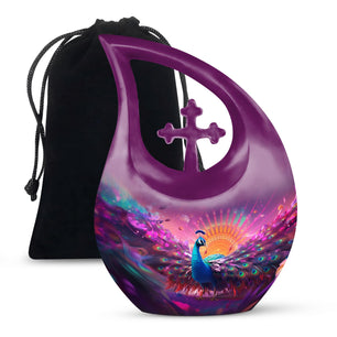 Teardrop Shape Peacock Urn Large 10 Inch