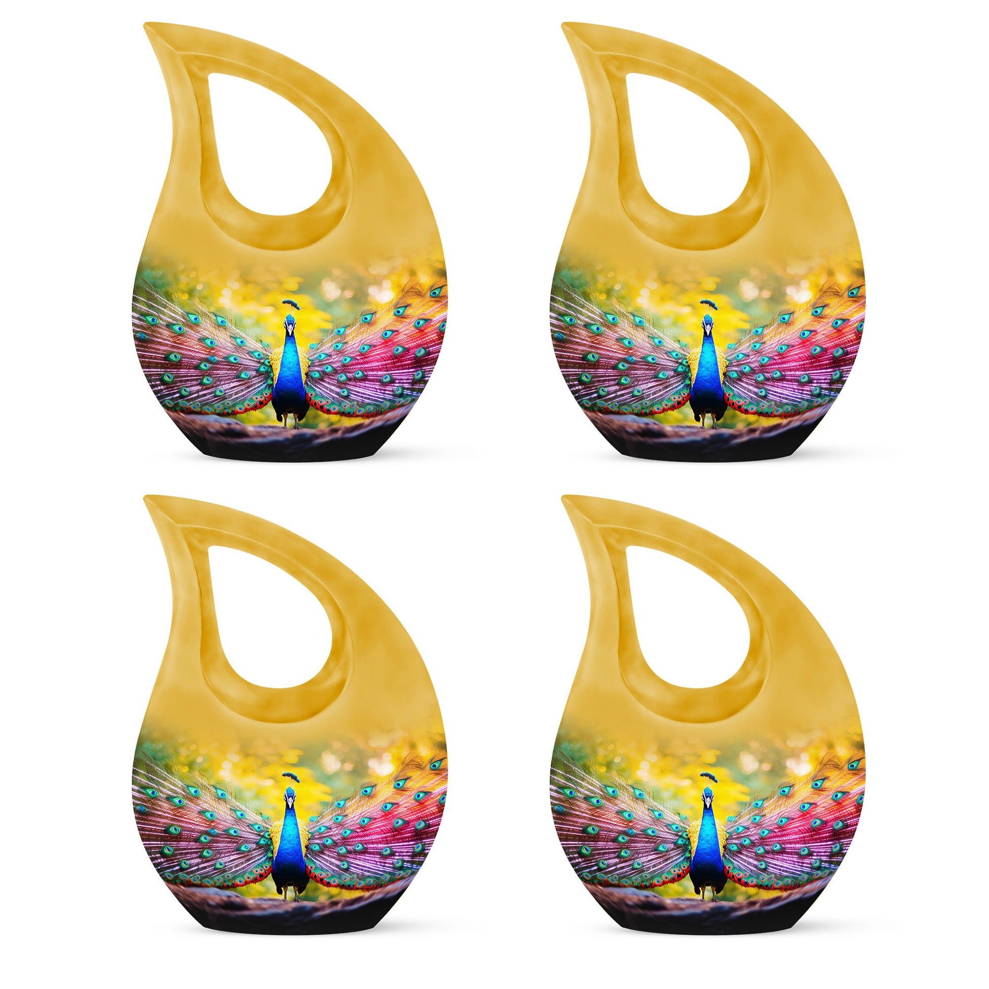 Peacock Feathers In Garden - Peacock Urn Teardrop Shaped Urn For Ashes