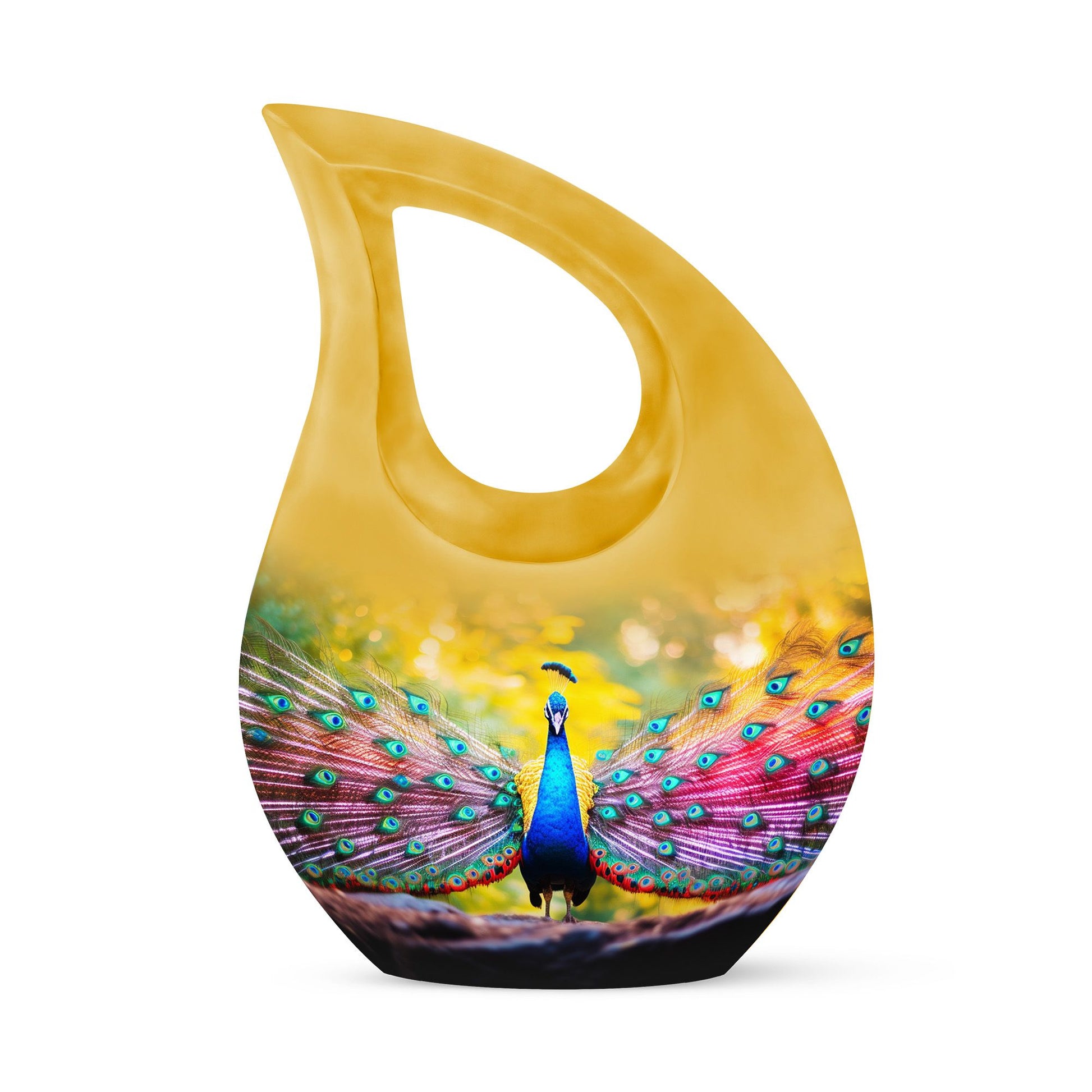 Peacock Feathers In Garden - Peacock Urn Teardrop Shaped Urn For Ashes
