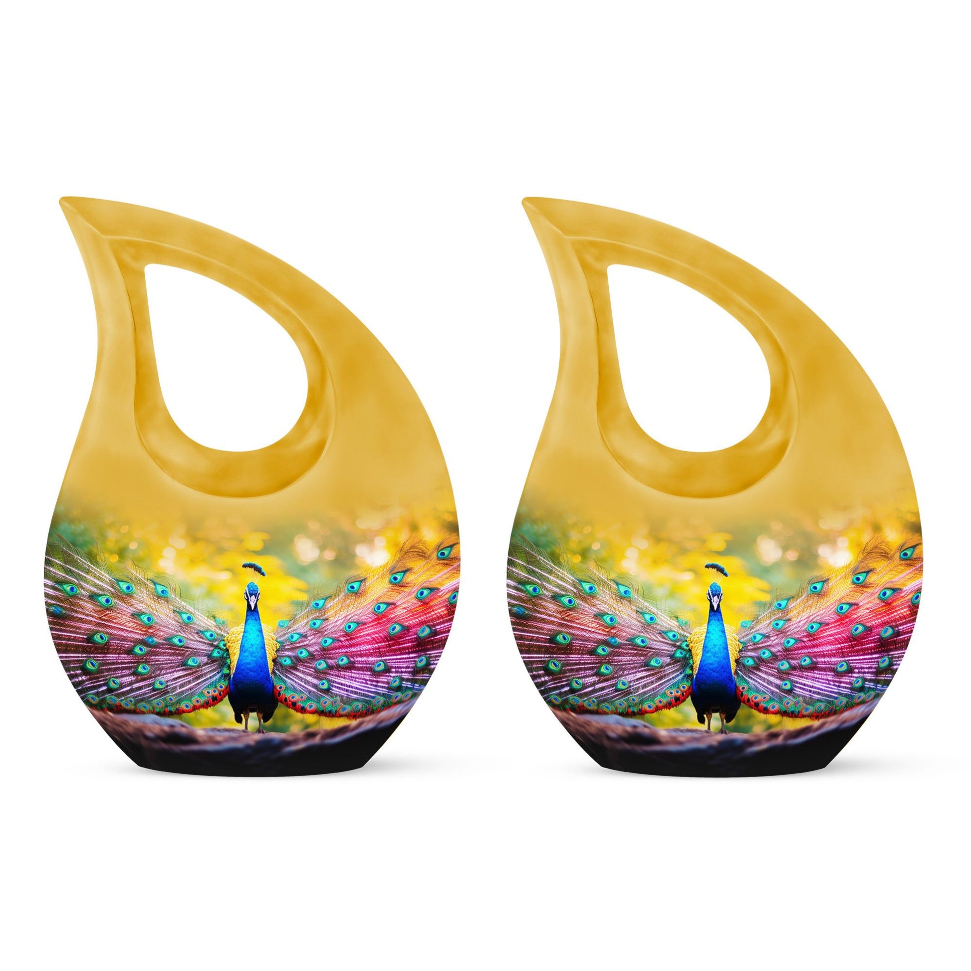 Peacock Feathers In Garden - Peacock Urn Teardrop Shaped Urn For Ashes
