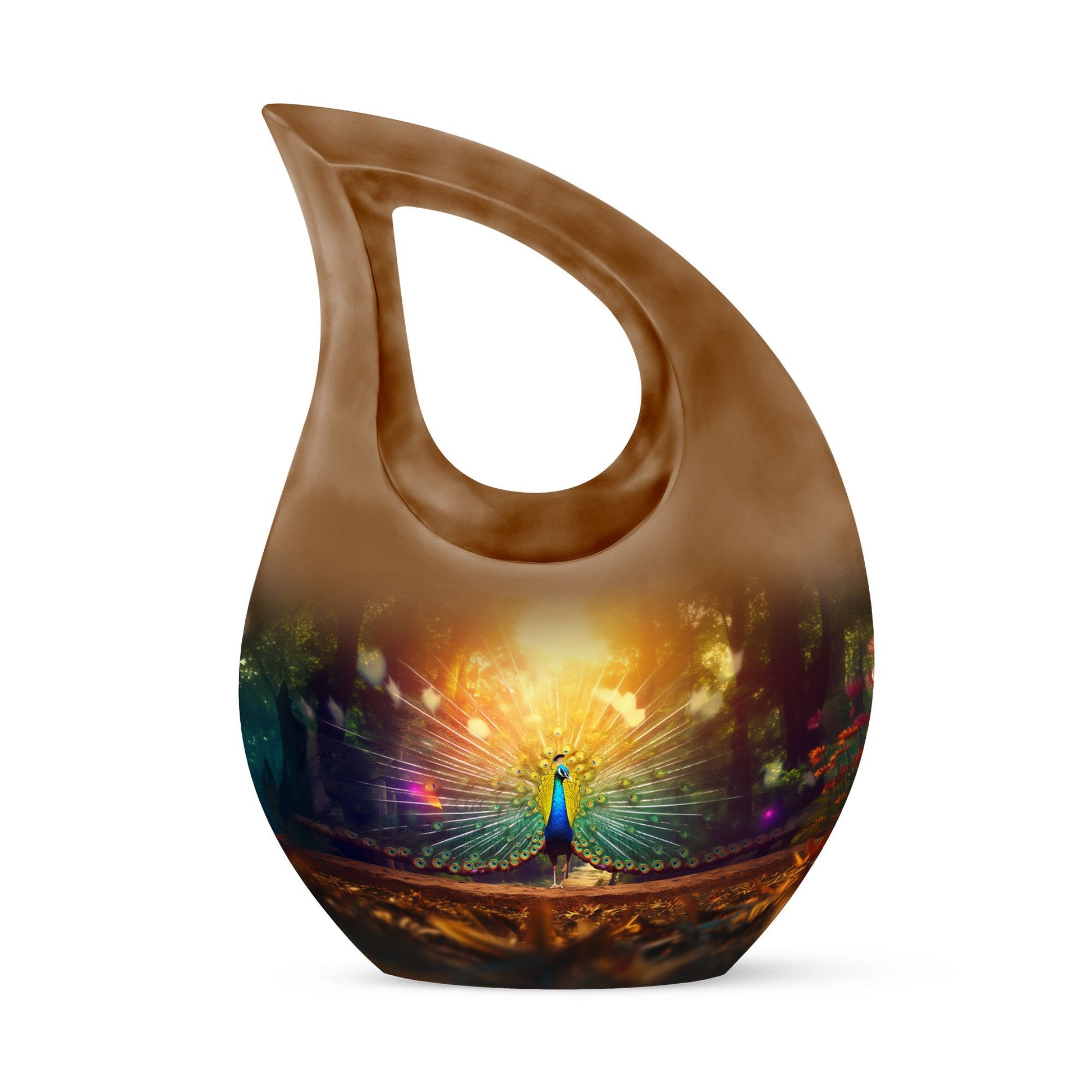 Peacock Feathers - Peacock Urn Teardrop Cremation Urn For Ashes