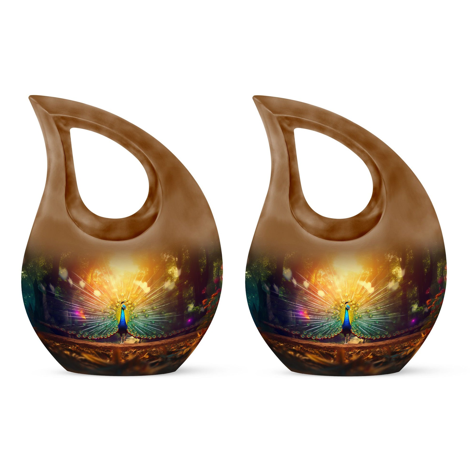 Peacock Feathers - Peacock Urn Teardrop Cremation Urn For Ashes