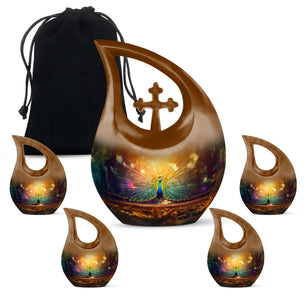 Peacock Feathers - Peacock Urn Teardrop Cremation Urn For Ashes