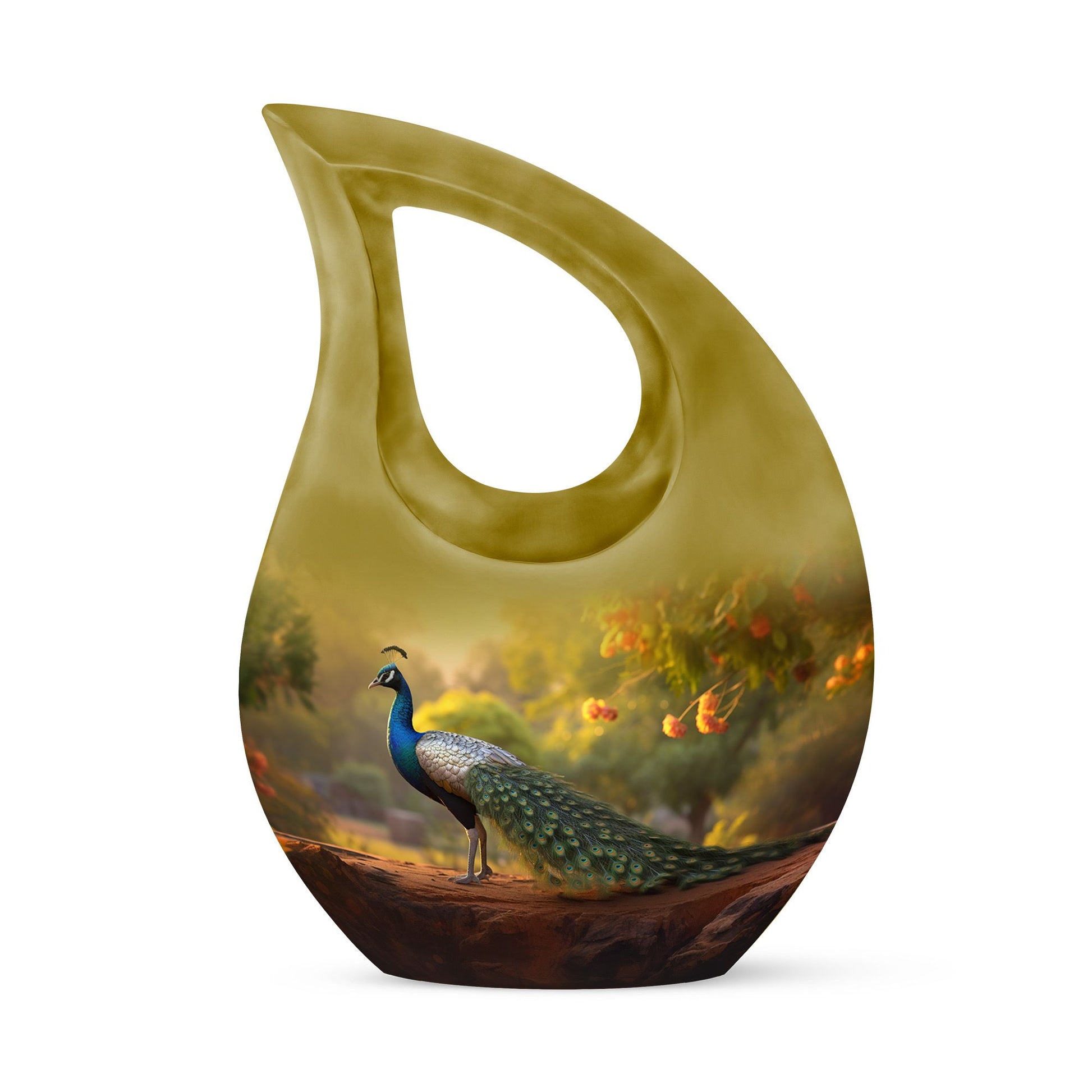 Teardrop Shape Peacock Urn Keepsake 3 Inch