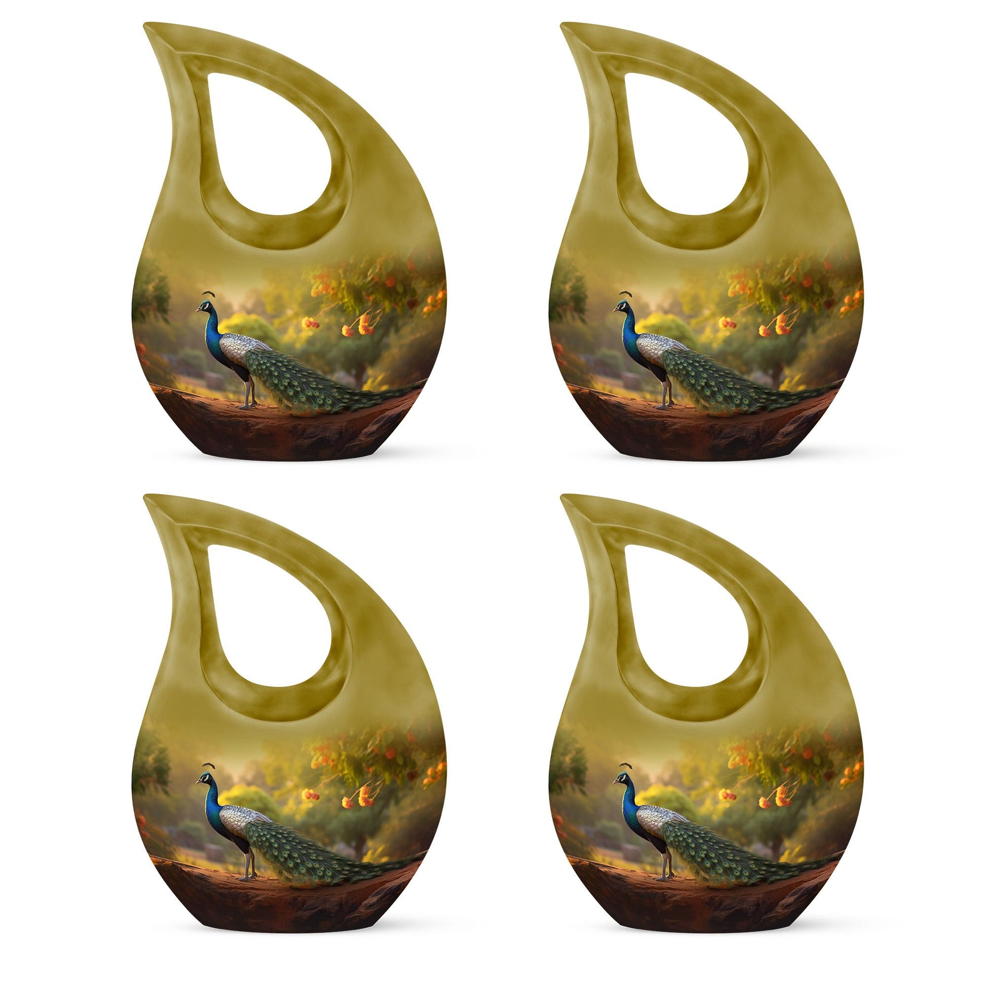 Teardrop Shape Peacock Urn Keepsake Urn Pack of 4