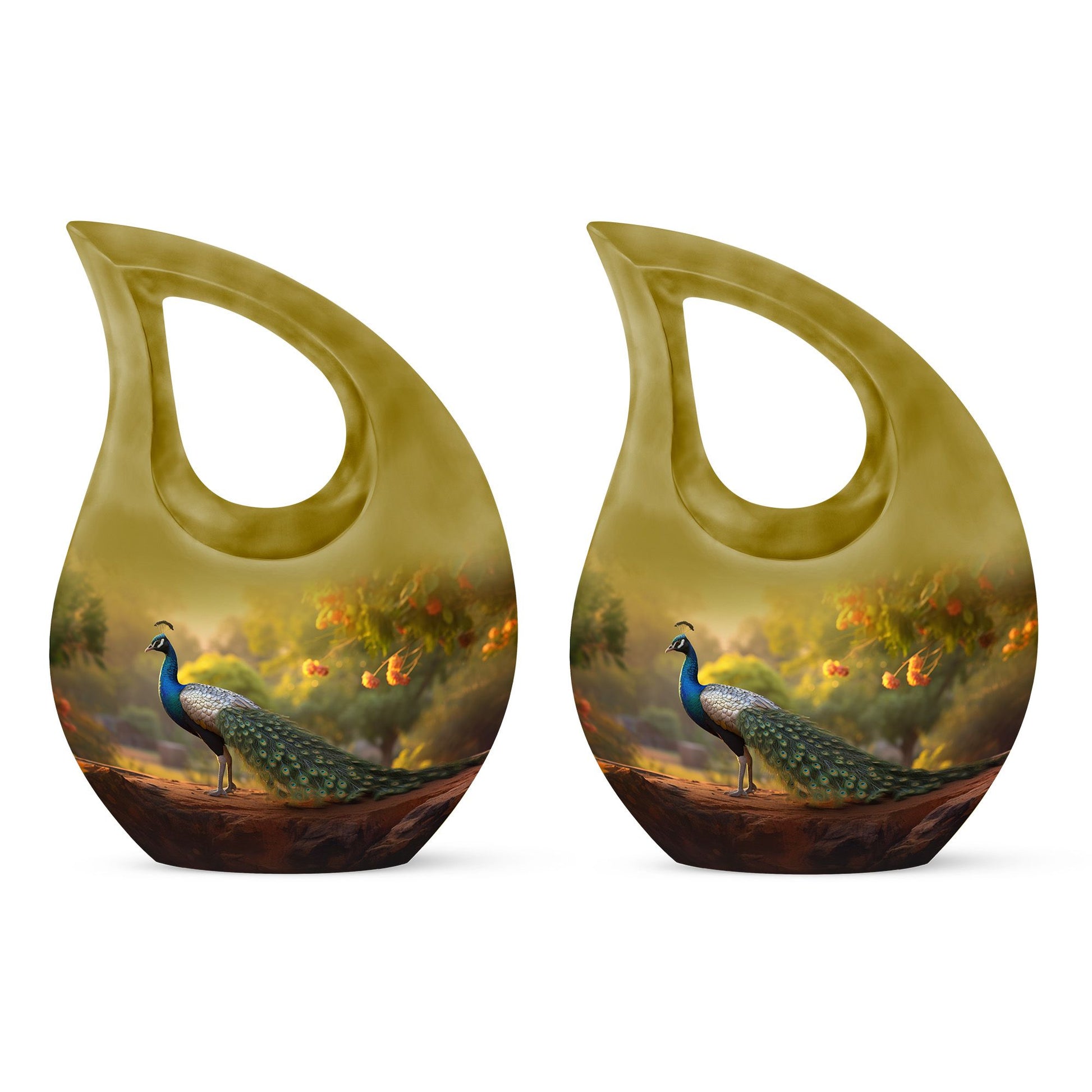 Teardrop Shape Peacock Urn Keepsake Urn Pack of 2