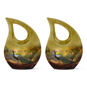 Teardrop Shape Peacock Urn Keepsake Urn Pack of 2