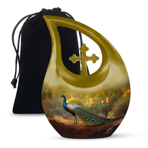 Teardrop Shape Peacock Urn Large 10 Inch