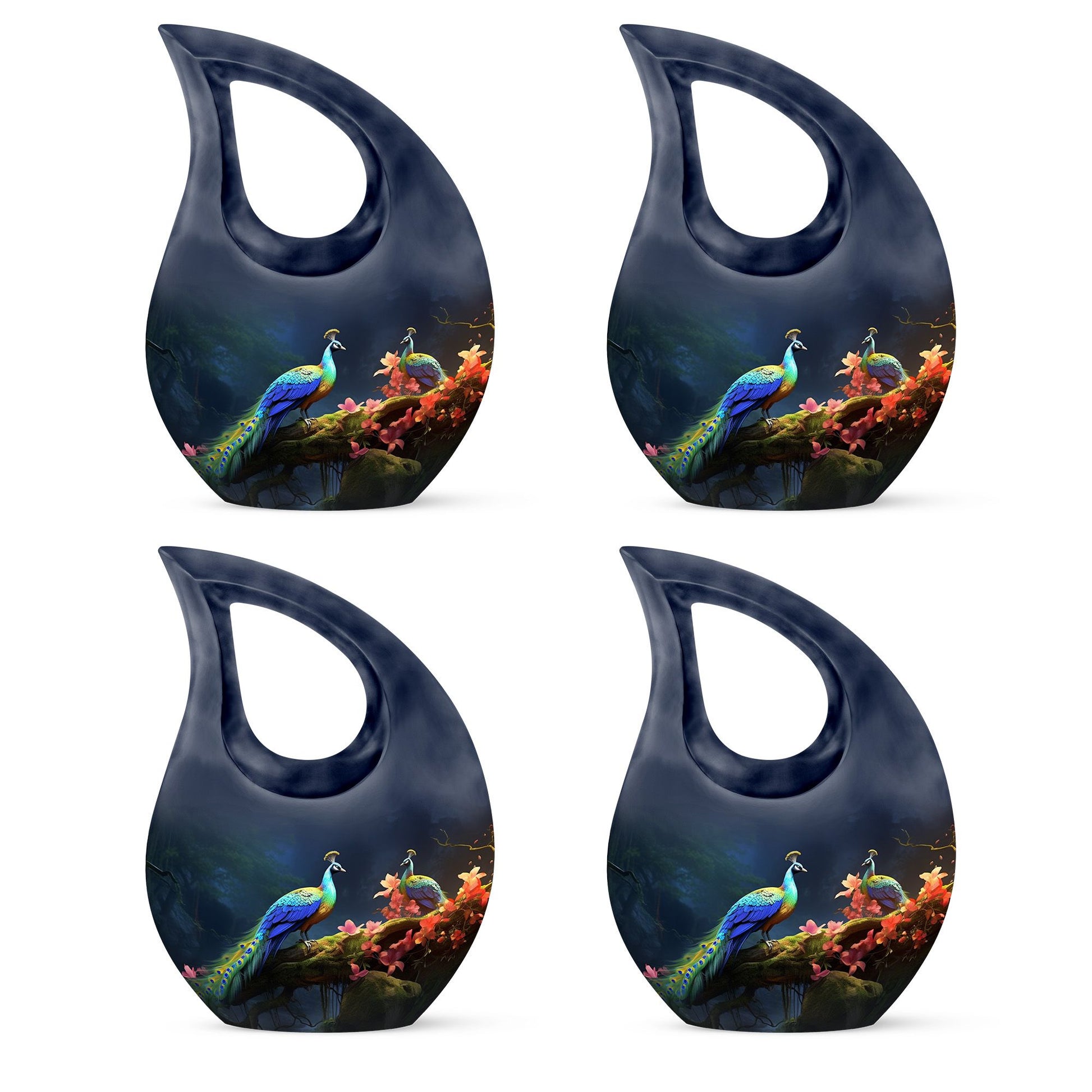 Teardrop Shape Peacock Urn Keepsake Urn Pack of 4