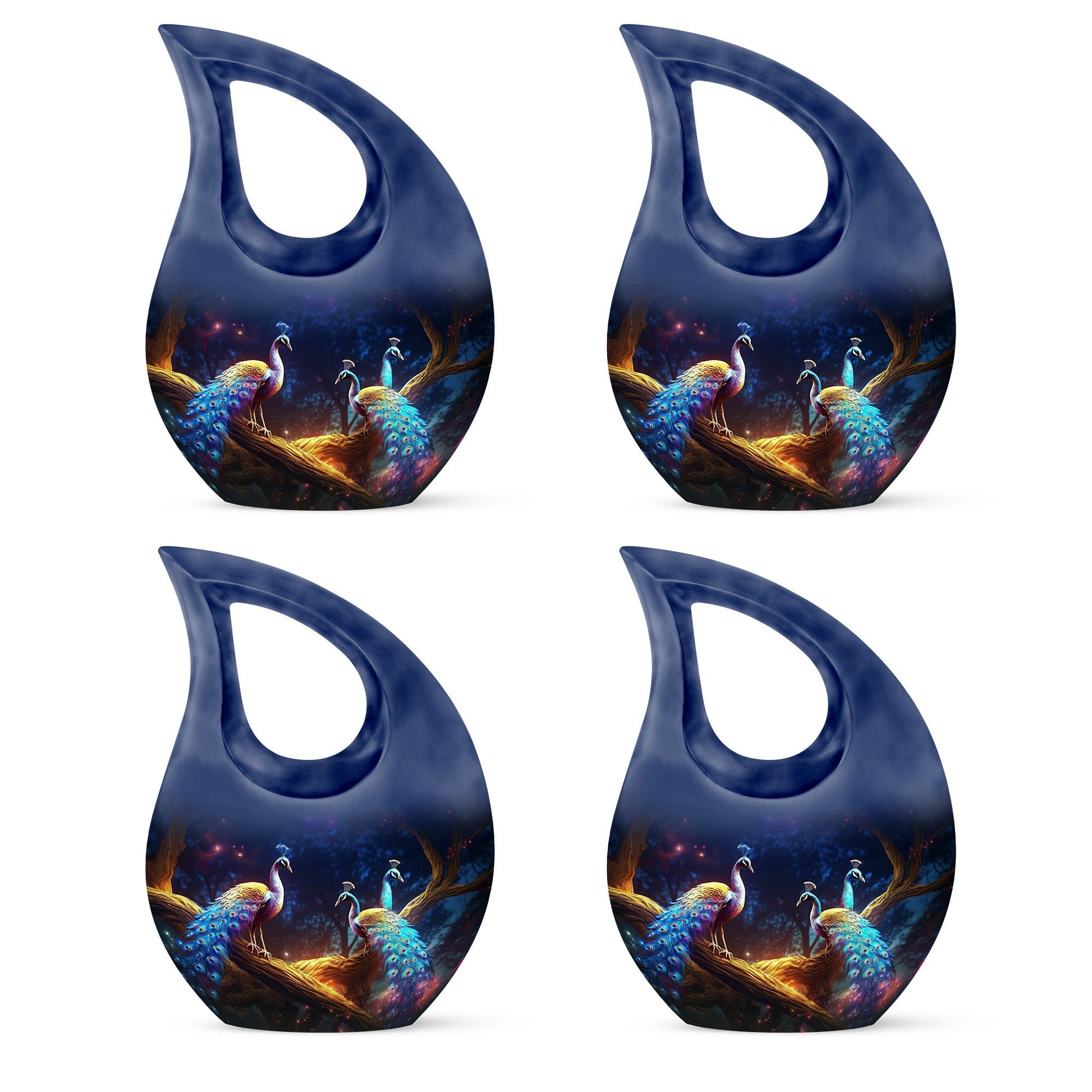Peacock Due Face Off - Peacock Urn Teardrop Shaped Urns For Ashes