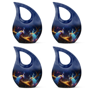 Peacock Due Face Off - Peacock Urn Teardrop Shaped Urns For Ashes