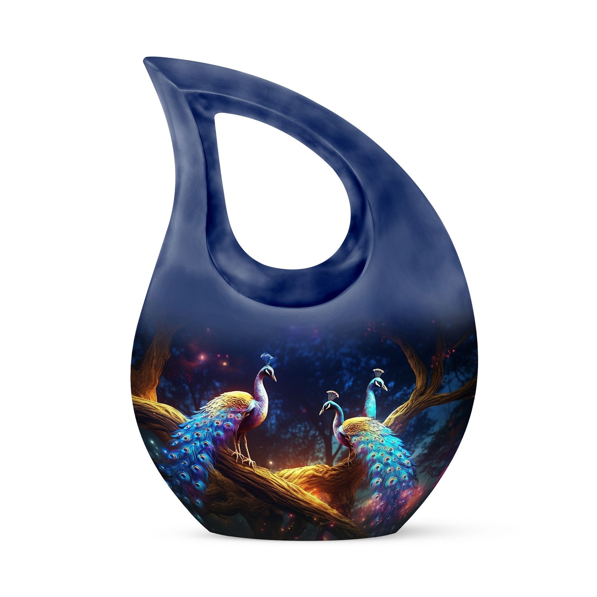 Peacock Due Face Off - Peacock Urn Teardrop Shaped Urns For Ashes